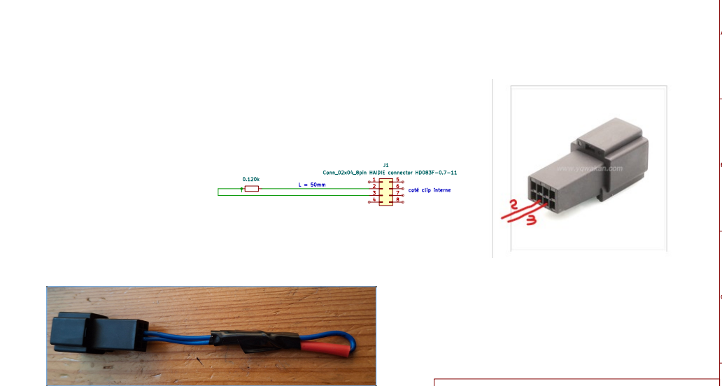 Wire harness HD083F-0.7-11X WITH 1 / 2W tolérance de 1% 120 ohms