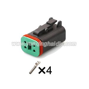 4 Pin connector with terminal DT06-4S-E004/AT06-4S-BLK
